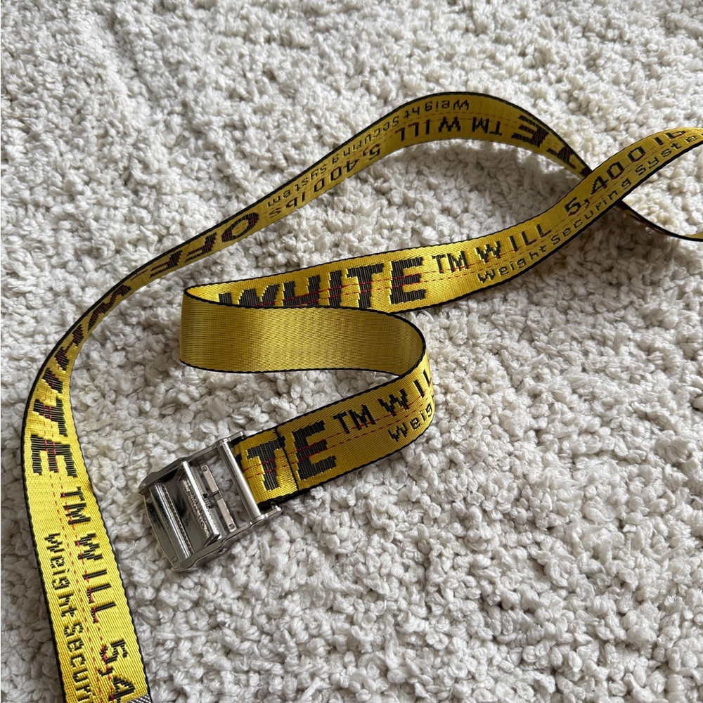 Off-White Yellow Industrial Belt 49 inches long